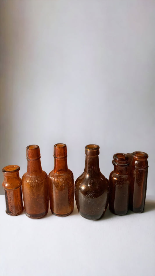 Vintage Mini Brown Bottles