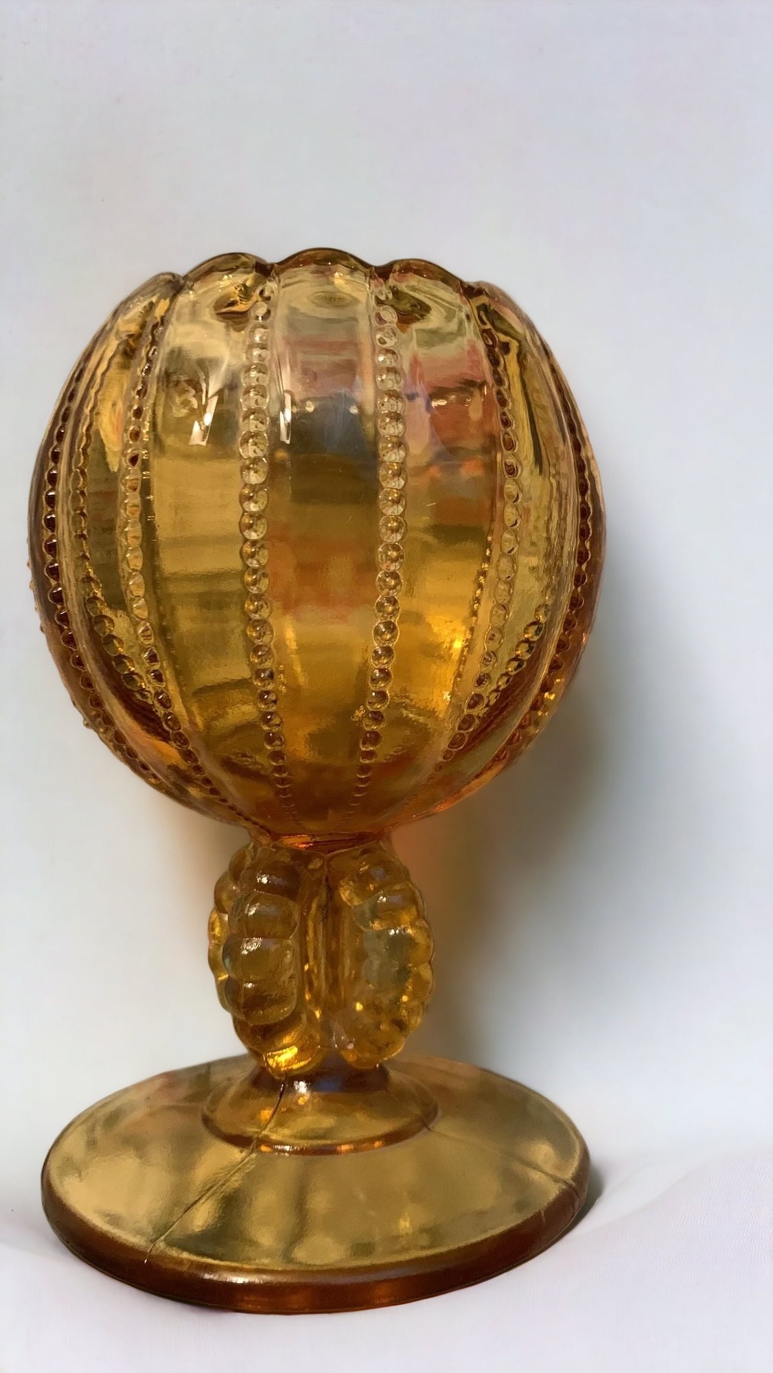 Vintage Gold Glass Pedestal